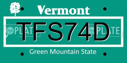 TFS74D Vermont License Plate