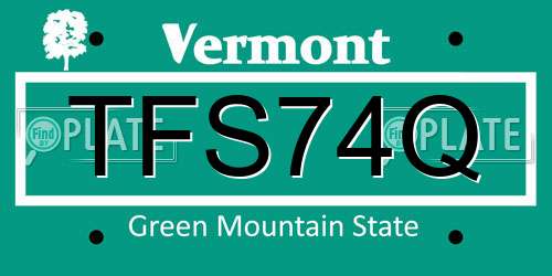 TFS74Q Vermont License Plate