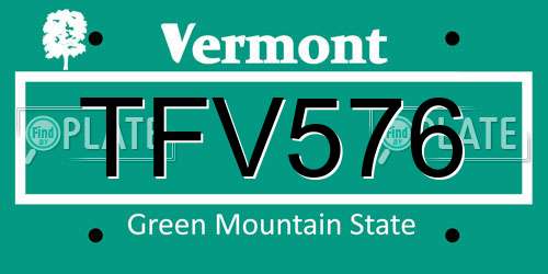 TFV576 Vermont License Plate