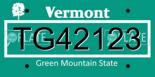 TG42123 Vermont License Plate