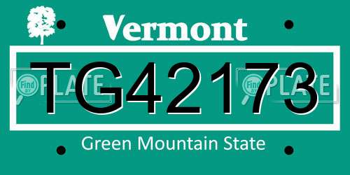 TG42173 Vermont License Plate