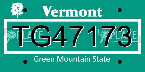 TG47173 Vermont License Plate