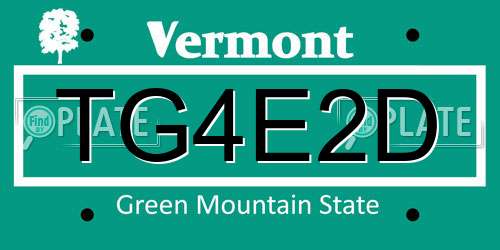 TG4E2D Vermont License Plate