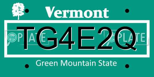 TG4E2Q Vermont License Plate