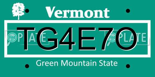 TG4E7O Vermont License Plate