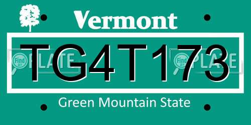 TG4T173 Vermont License Plate