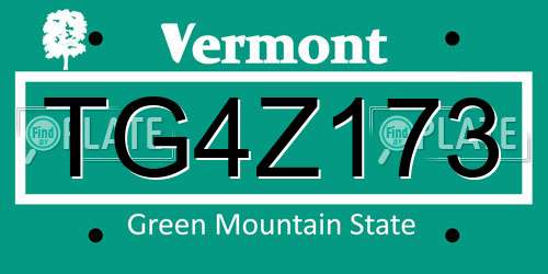 TG4Z173 Vermont License Plate