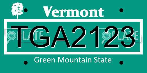 TGA2123 Vermont License Plate