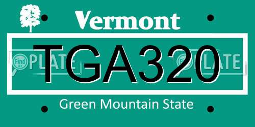 TGA320 Vermont License Plate