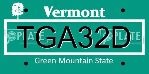 TGA32D Vermont License Plate