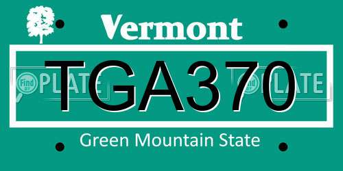 TGA370 Vermont License Plate