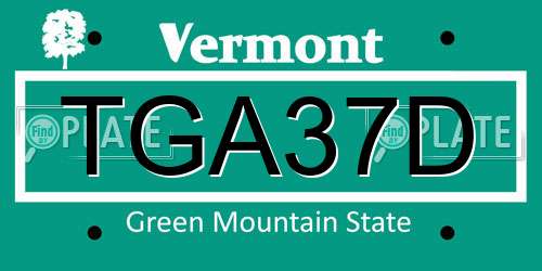 TGA37D Vermont License Plate