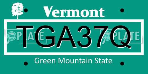 TGA37Q Vermont License Plate