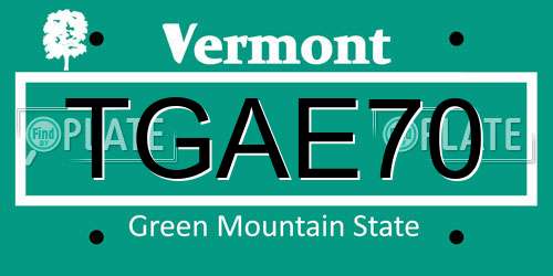 TGAE70 Vermont License Plate