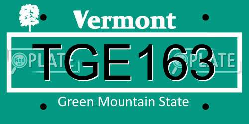 TGE163 Vermont License Plate