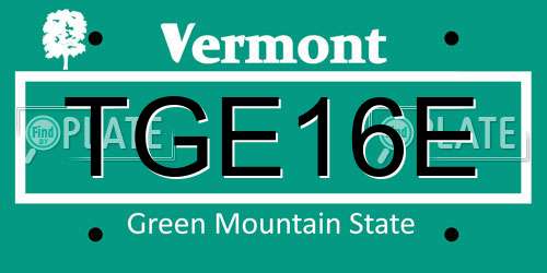 TGE16E Vermont License Plate