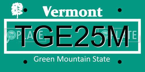 TGE25M Vermont License Plate