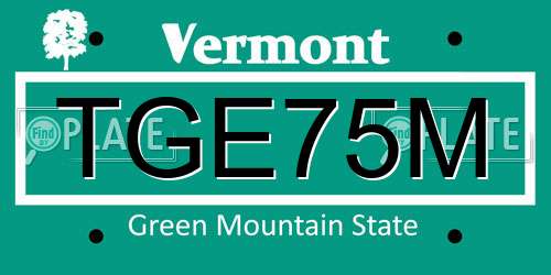 TGE75M Vermont License Plate