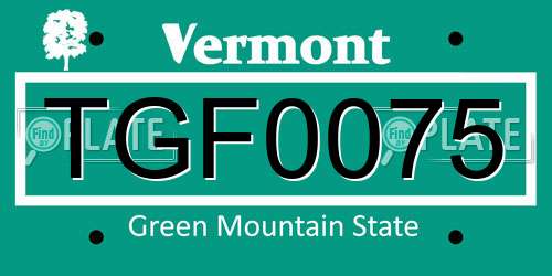 TGF0075 Vermont License Plate