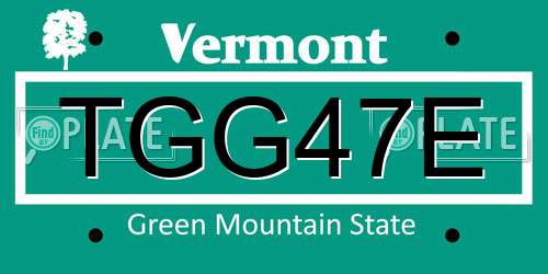 TGG47E Vermont License Plate