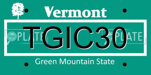 TGIC30 Vermont License Plate