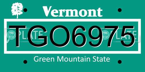 TGO6975 Vermont License Plate