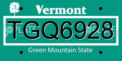 TGQ6928 Vermont License Plate