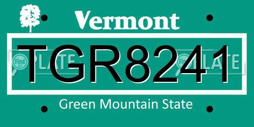 TGR8241 Vermont License Plate