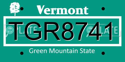 TGR8741 Vermont License Plate