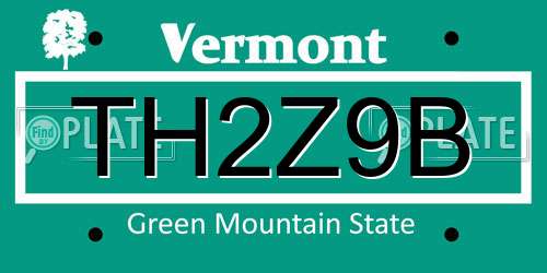TH2Z9B Vermont License Plate