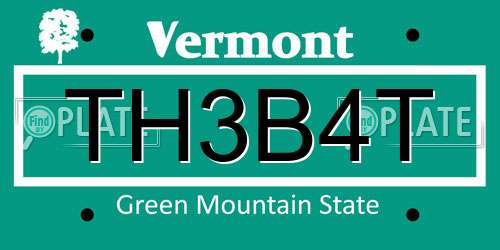 TH3B4T Vermont License Plate