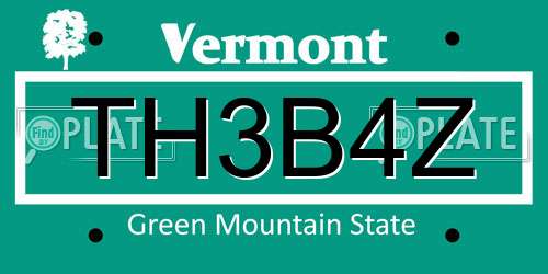 TH3B4Z Vermont License Plate