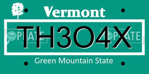 TH3O4X Vermont License Plate