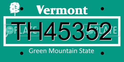 TH45352 Vermont License Plate