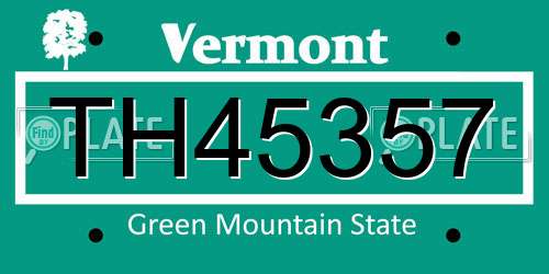 TH45357 Vermont License Plate