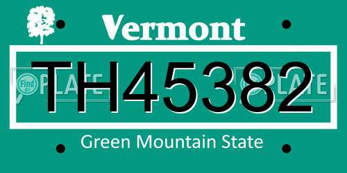 TH45382 Vermont License Plate