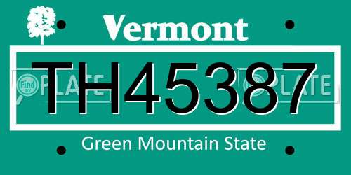 TH45387 Vermont License Plate