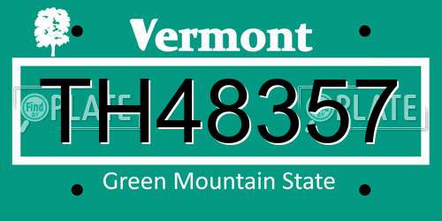 TH48357 Vermont License Plate