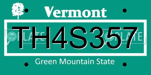 TH4S357 Vermont License Plate