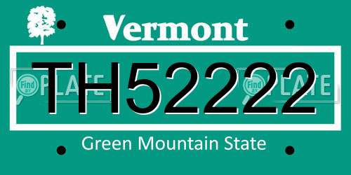 TH52222 Vermont License Plate