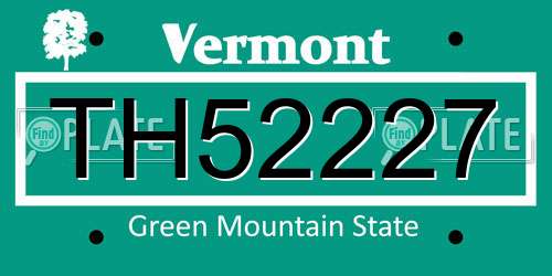 TH52227 Vermont License Plate