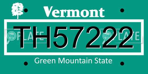 TH57222 Vermont License Plate