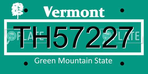 TH57227 Vermont License Plate
