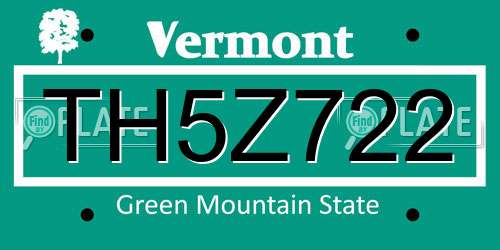 TH5Z722 Vermont License Plate