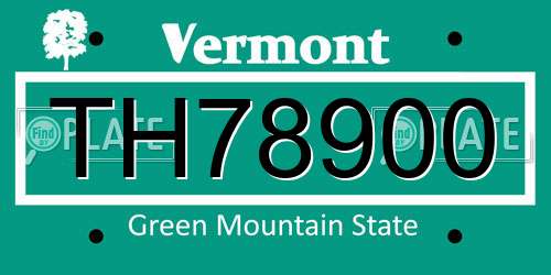 TH78900 Vermont License Plate