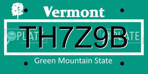 TH7Z9B Vermont License Plate