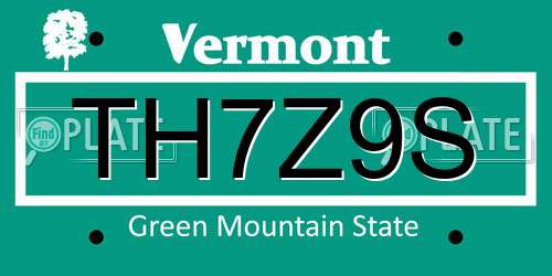 TH7Z9S Vermont License Plate