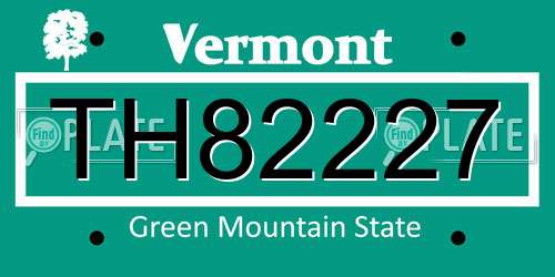 TH82227 Vermont License Plate
