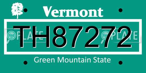 TH87272 Vermont License Plate