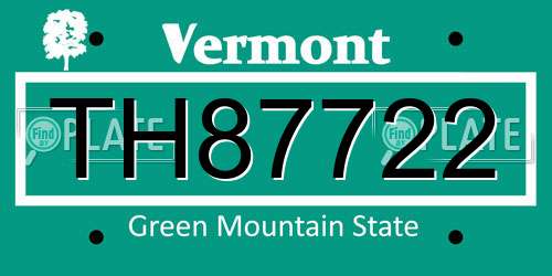 TH87722 Vermont License Plate